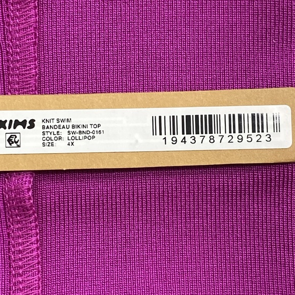 SKIMS KNIT SWIM BANDEAU BIKINI TOP NWT SW BND 0181 Lollipop removable straps - Picture 9 of 10